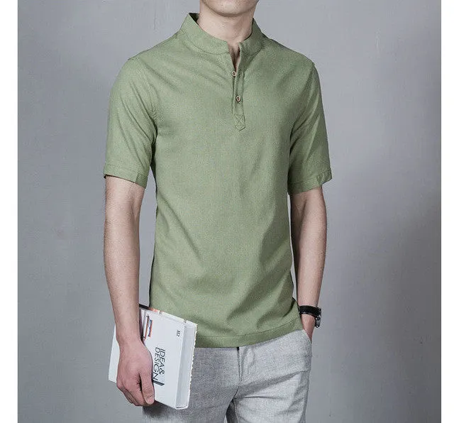 2017 Hot Fashion Linen Shirts Men Summer Men Shirt Short Sleeve.
