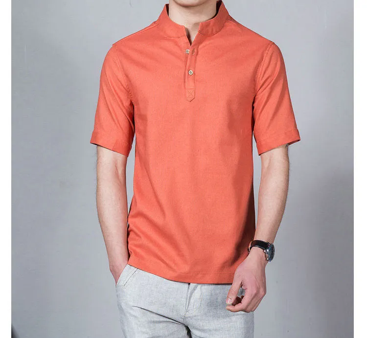 2017 Hot Fashion Linen Shirts Men Summer Men Shirt Short Sleeve.