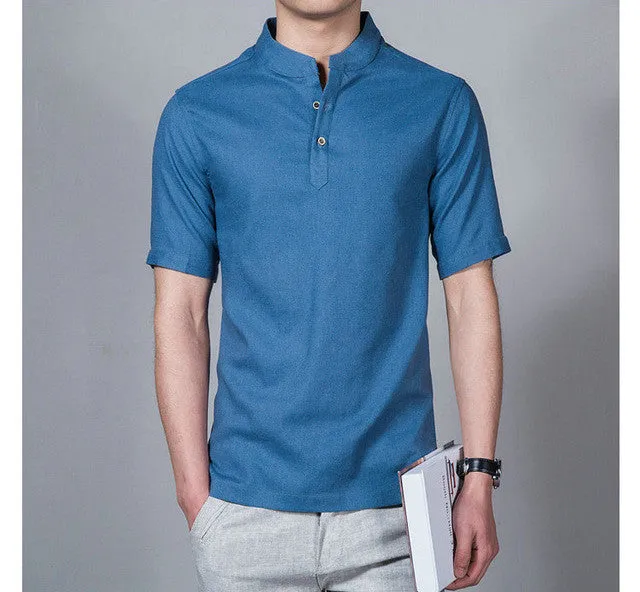 2017 Hot Fashion Linen Shirts Men Summer Men Shirt Short Sleeve.