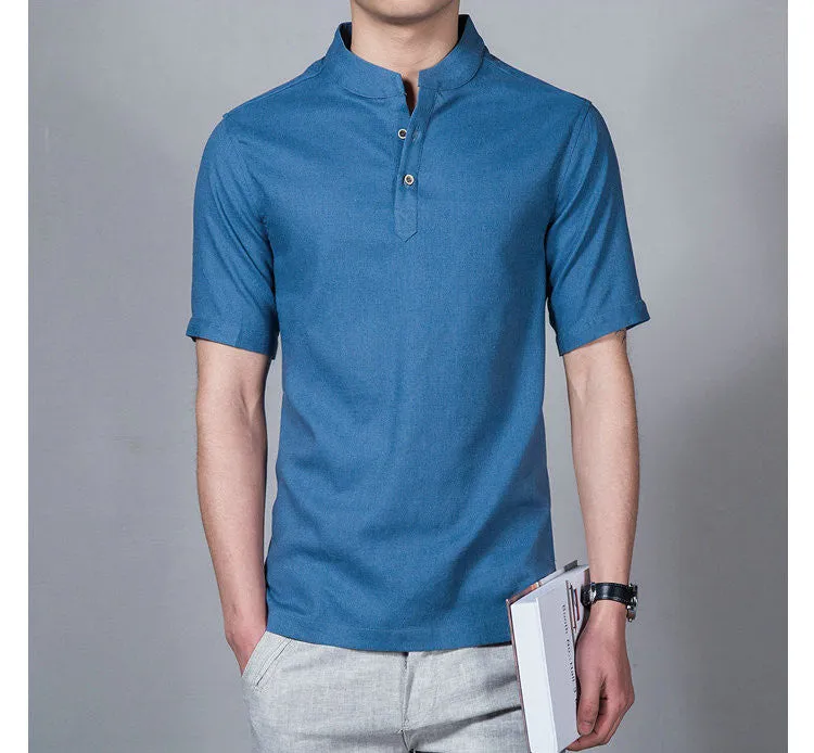 2017 Hot Fashion Linen Shirts Men Summer Men Shirt Short Sleeve.