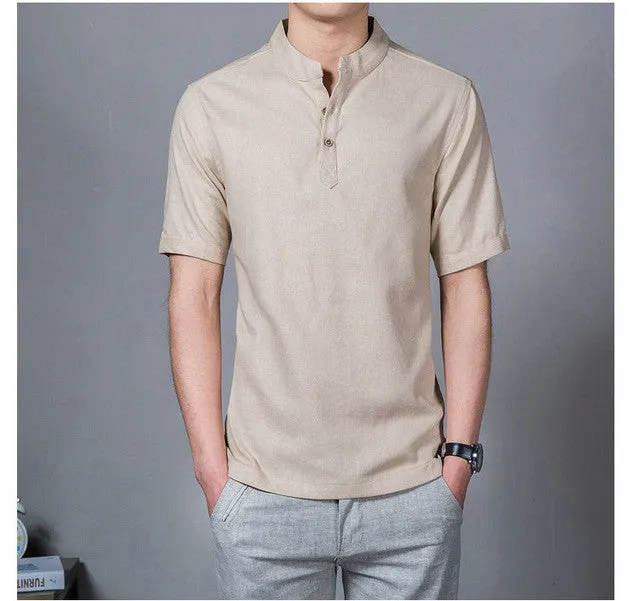 2017 Hot Fashion Linen Shirts Men Summer Men Shirt Short Sleeve.