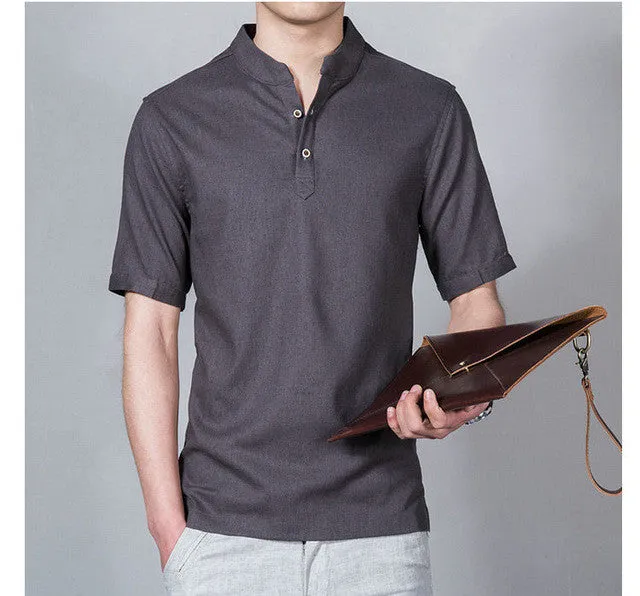 2017 Hot Fashion Linen Shirts Men Summer Men Shirt Short Sleeve.