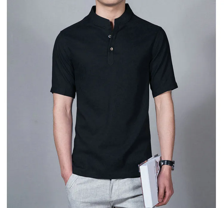 2017 Hot Fashion Linen Shirts Men Summer Men Shirt Short Sleeve.