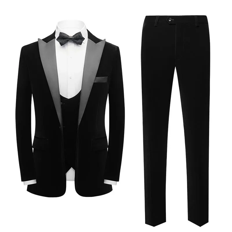 Corduroy Chic Skinny Zipper Fly 3 Piece Suit
