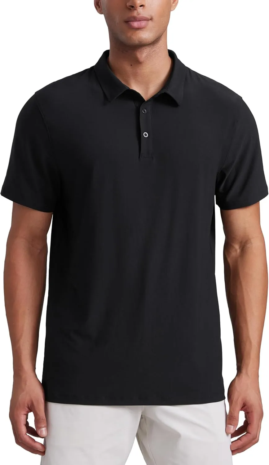 CRZ YOGA Cloudweight Mens Short Sleeve Polo Shirts Lightweight Moisture Wicking Athletic Casual Button Golf T-Shirts