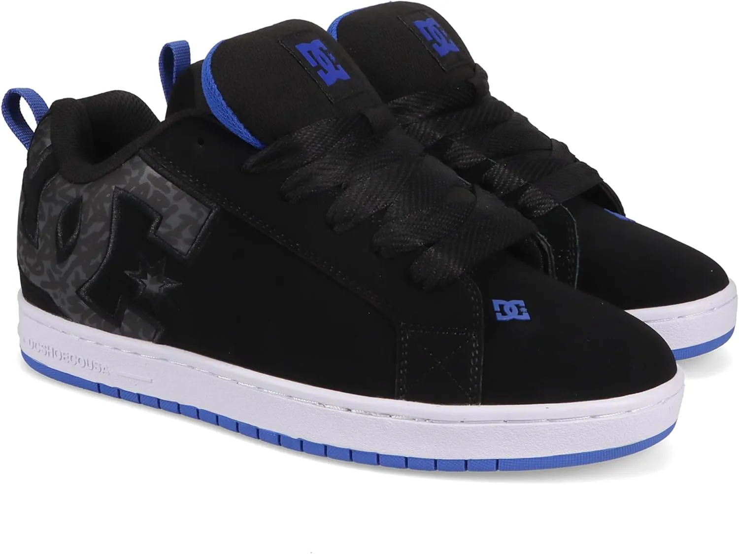 DC Men's Court Graffik Skate Shoe, Black/Blue, 7