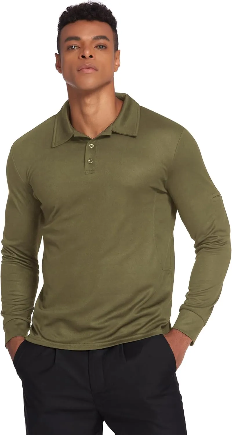 Deyeek Men's Polo Shirts Long Sleeve Golf Polo Shirts for Men Quick Dry UPF 50  Sun Protection Polos Casual Collared Shirts