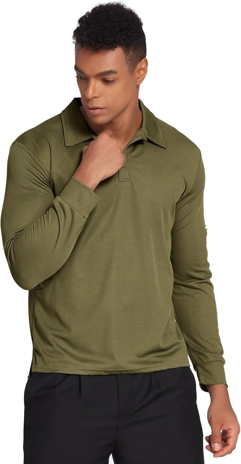 Deyeek Men's Polo Shirts Long Sleeve Golf Polo Shirts for Men Quick Dry UPF 50  Sun Protection Polos Casual Collared Shirts