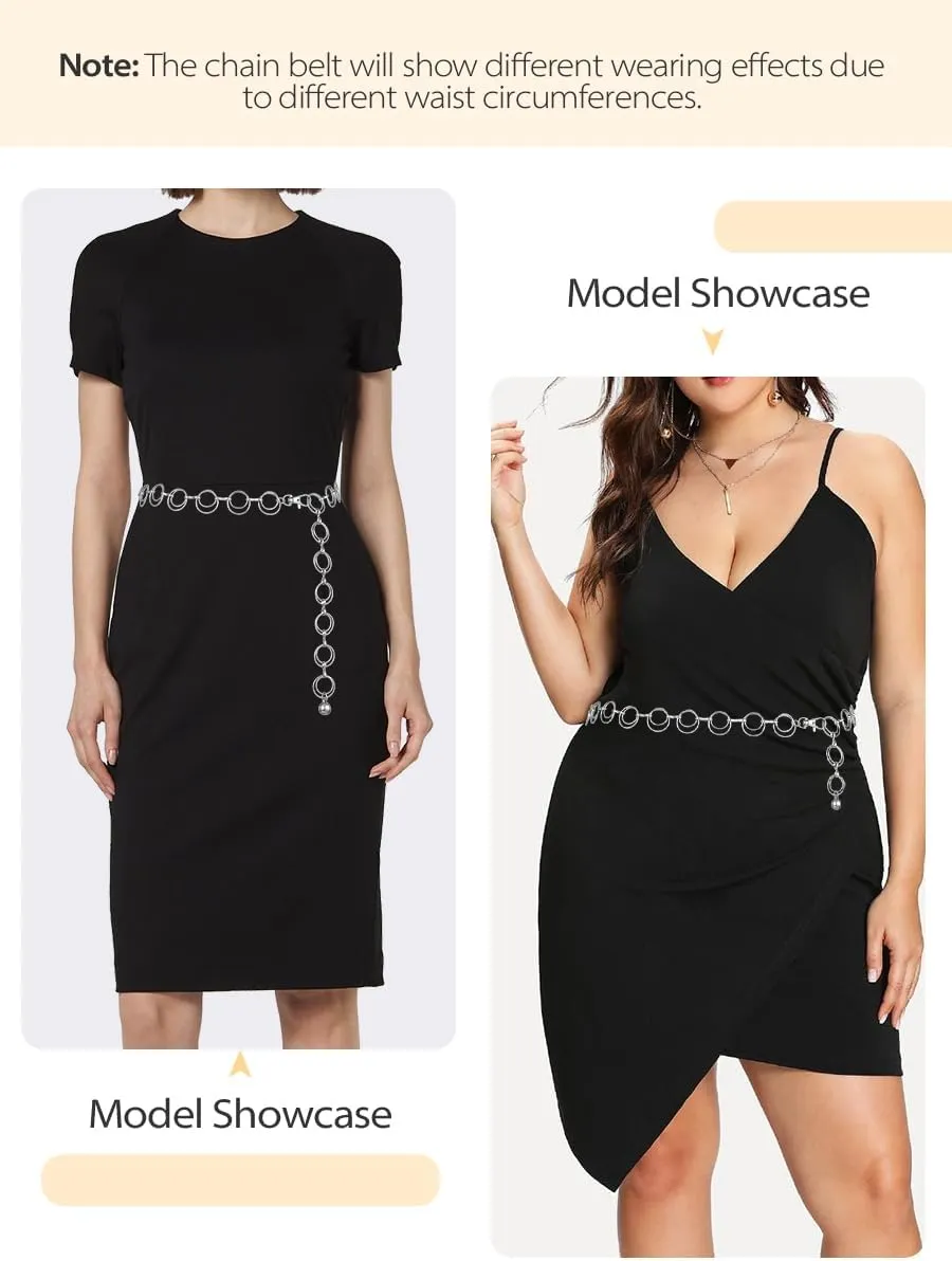 FIORETTO Chain Belt for Women Metal Waist Chain Fashion Multilayer Chain Belts for Dress