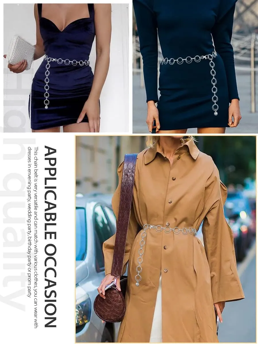 FIORETTO Chain Belt for Women Metal Waist Chain Fashion Multilayer Chain Belts for Dress