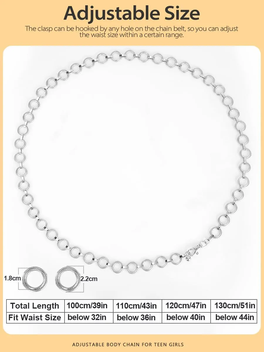FIORETTO Chain Belt for Women Metal Waist Chain Fashion Multilayer Chain Belts for Dress
