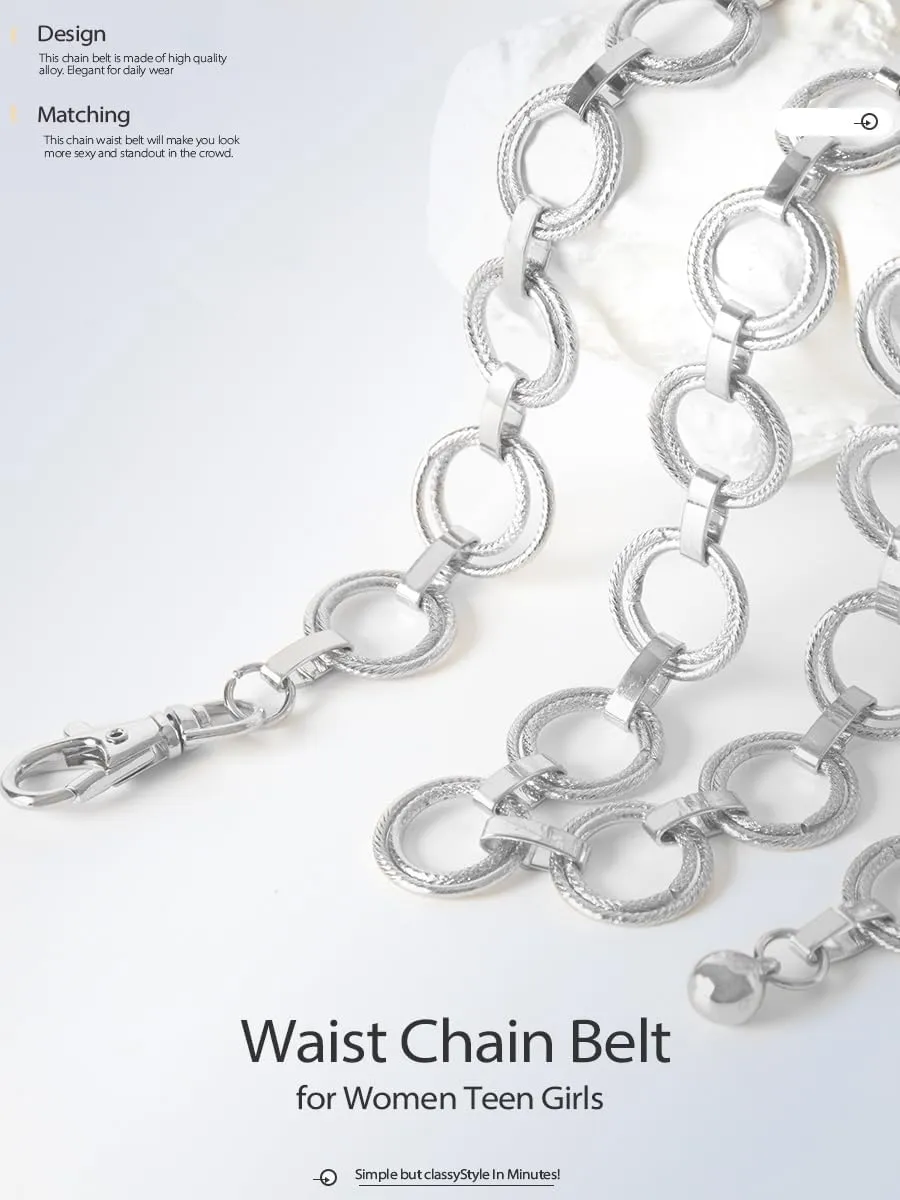 FIORETTO Chain Belt for Women Metal Waist Chain Fashion Multilayer Chain Belts for Dress