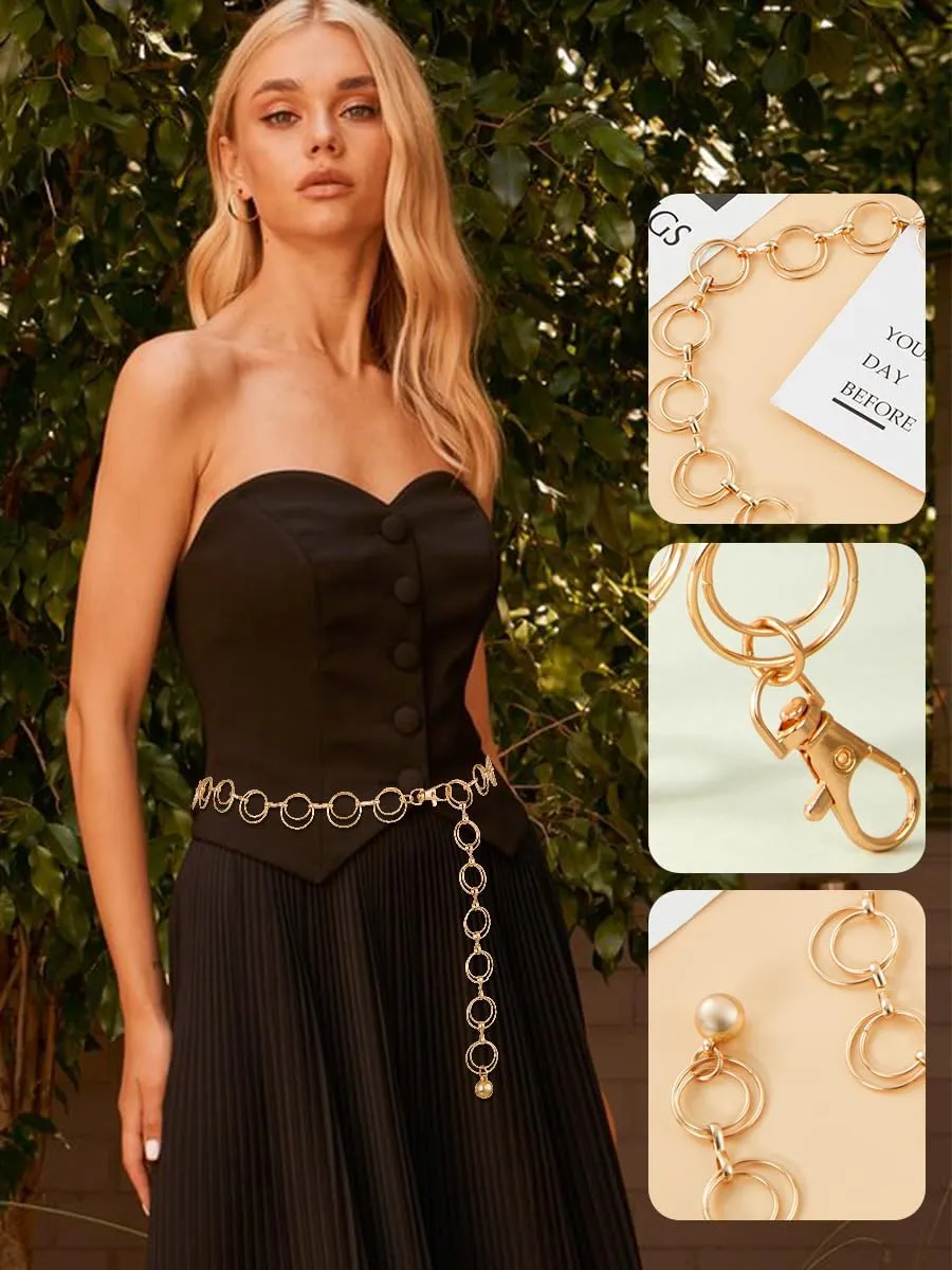 FIORETTO Chain Belt for Women Metal Waist Chain Fashion Multilayer Chain Belts for Dress