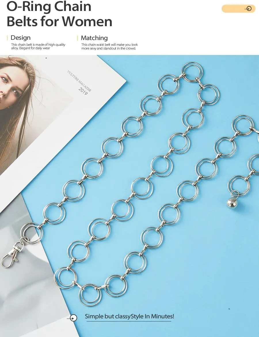 FIORETTO Chain Belt for Women Metal Waist Chain Fashion Multilayer Chain Belts for Dress