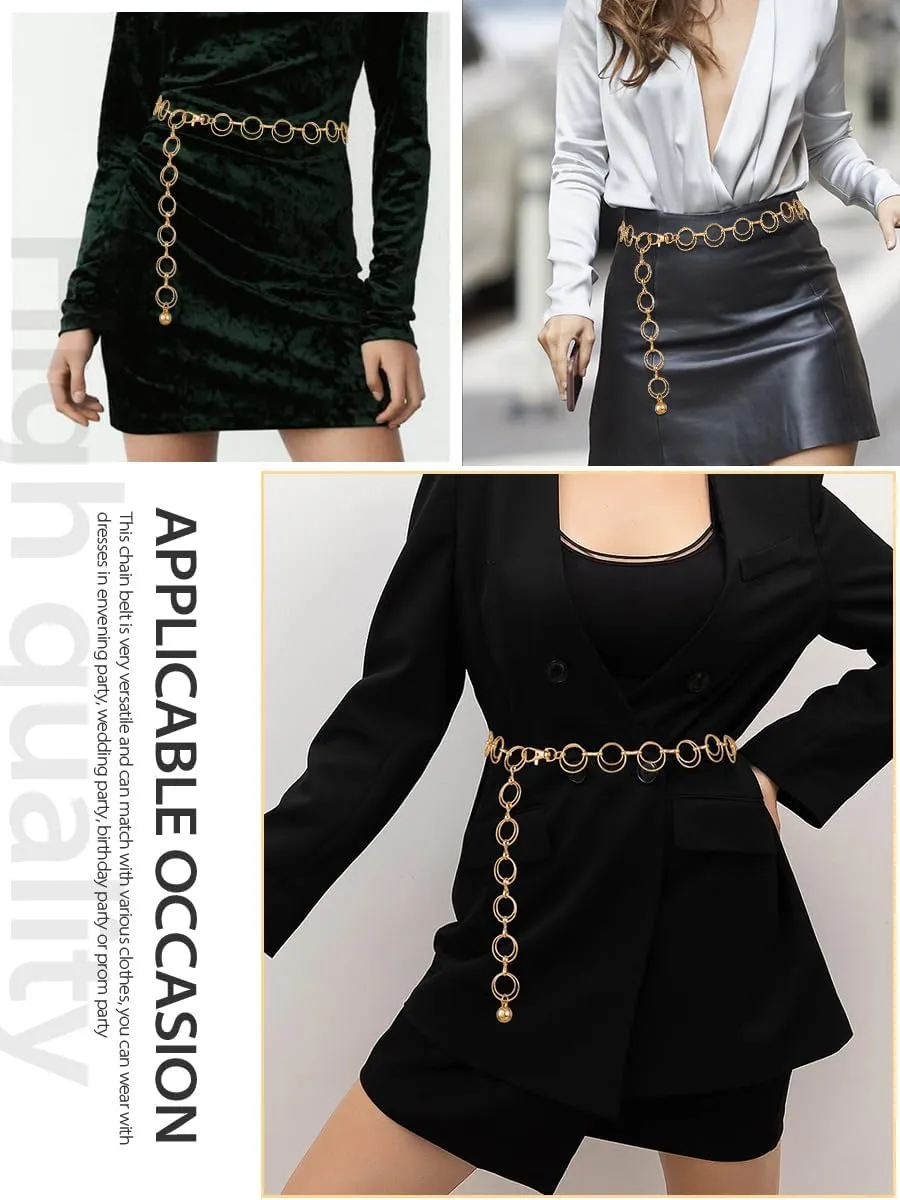 FIORETTO Chain Belt for Women Metal Waist Chain Fashion Multilayer Chain Belts for Dress