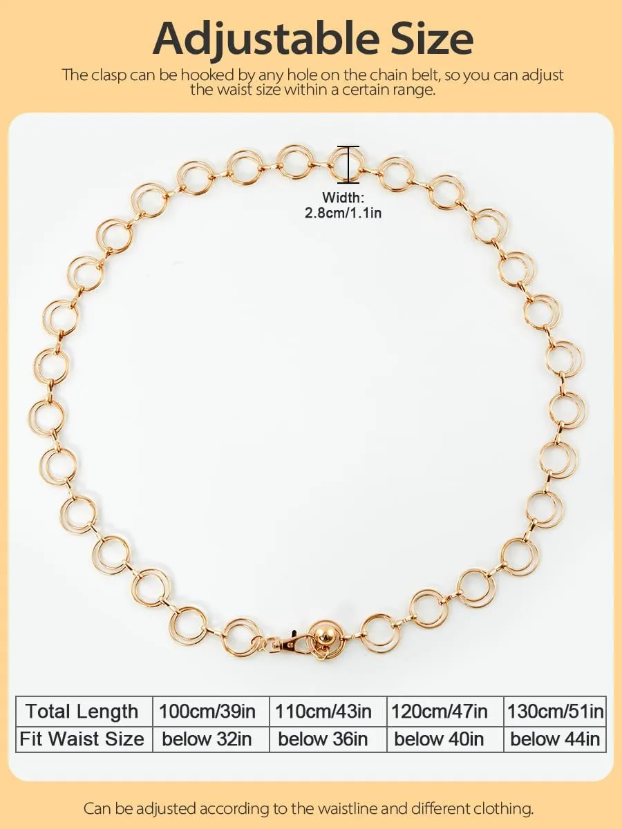 FIORETTO Chain Belt for Women Metal Waist Chain Fashion Multilayer Chain Belts for Dress