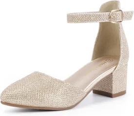 Hehainom Girls Dress Shoes High Heels Sandals Ankle Strap Flower Girl Little Big Kid Mary Jane Wedding Party Communion Mily Pump Shoes