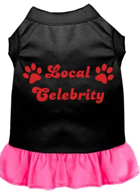 Local Celebrity Screen Print Dress Black With Bright Pink Med (12)