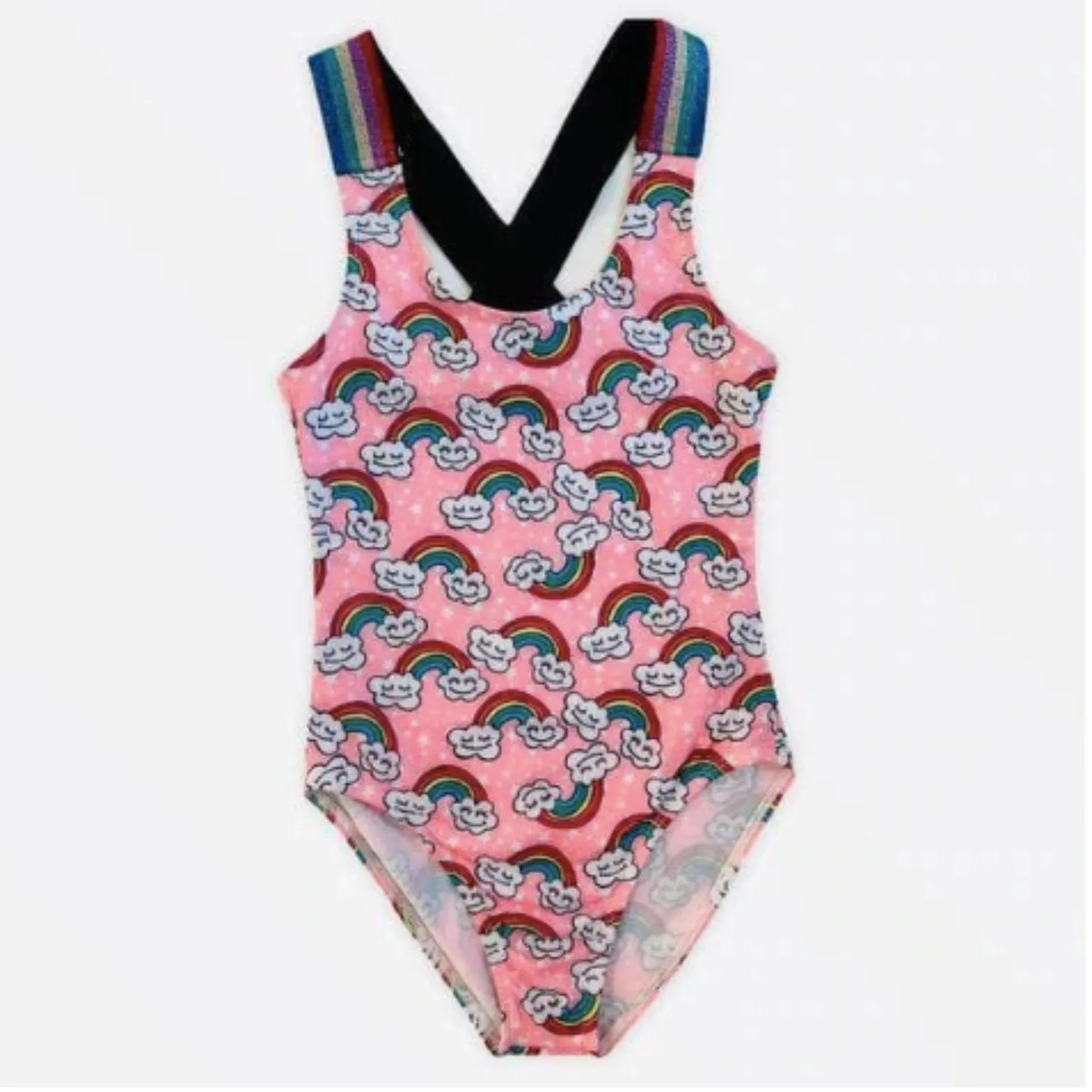 Lola and The Boys Girls Double Rainbow One Piece Swimsuit
