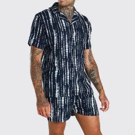 Men Casual Printed Two-Piece Suit