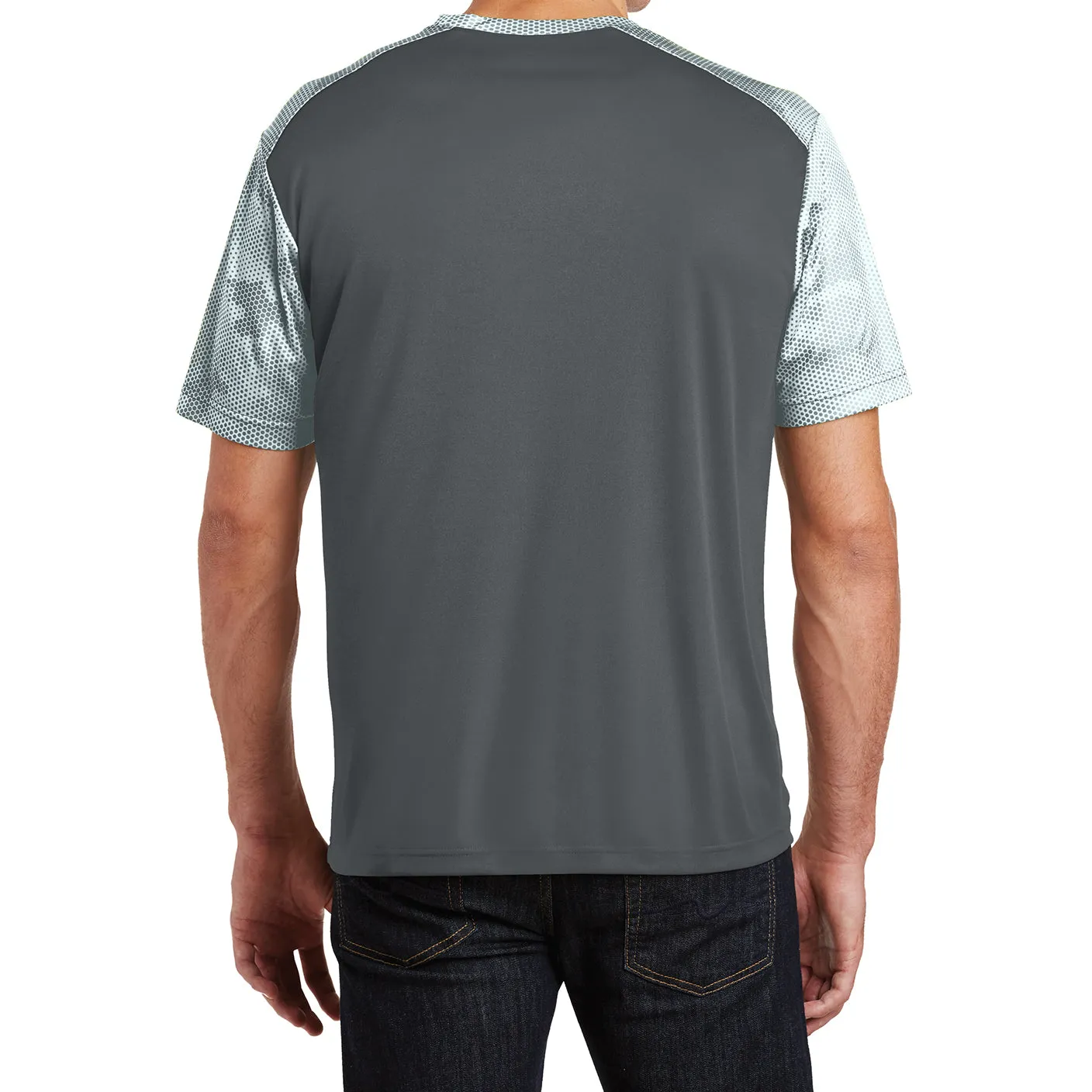 Men's Camo Hex Colorblock moisture Wicking Athletic Training Running Short Sleeve T Shirt for Men