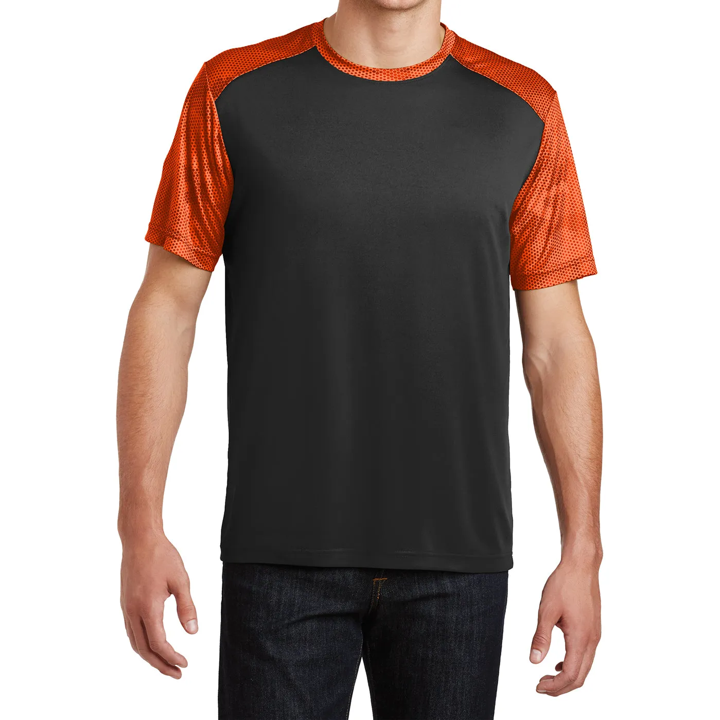 Men's Camo Hex Colorblock moisture Wicking Athletic Training Running Short Sleeve T Shirt for Men