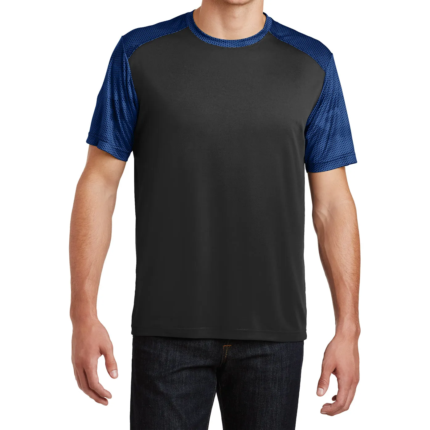 Men's Camo Hex Colorblock moisture Wicking Athletic Training Running Short Sleeve T Shirt for Men