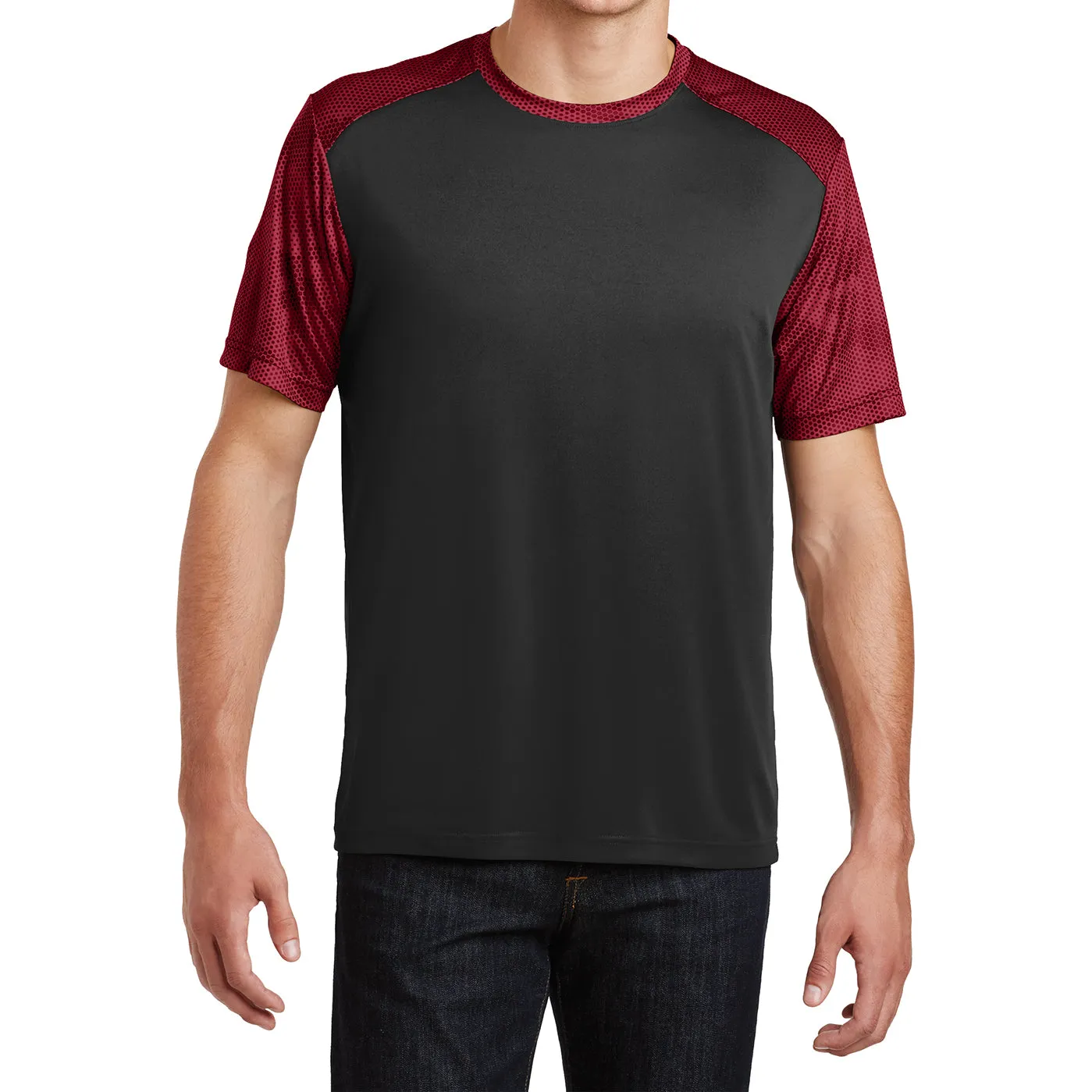 Men's Camo Hex Colorblock moisture Wicking Athletic Training Running Short Sleeve T Shirt for Men