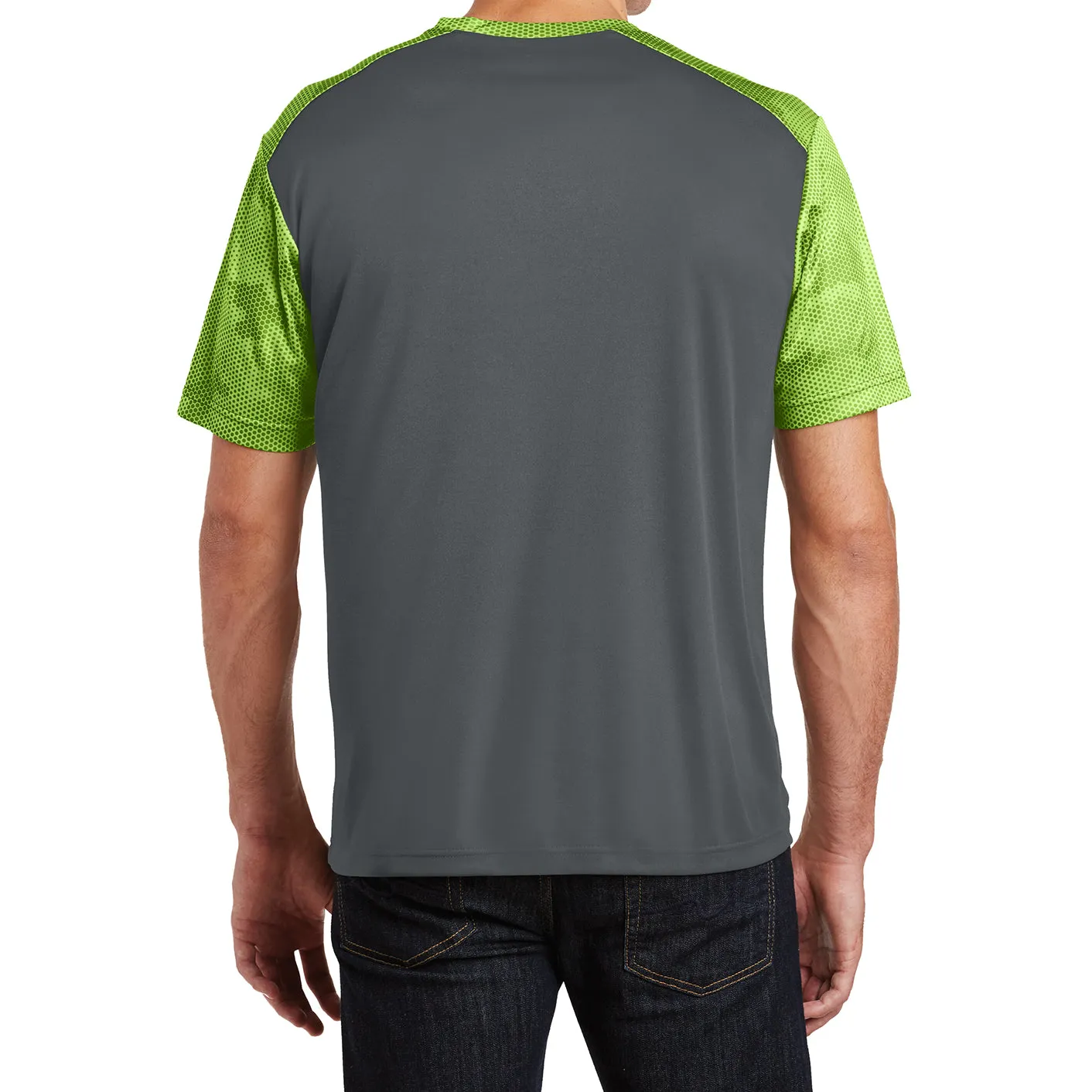 Men's Camo Hex Colorblock moisture Wicking Athletic Training Running Short Sleeve T Shirt for Men