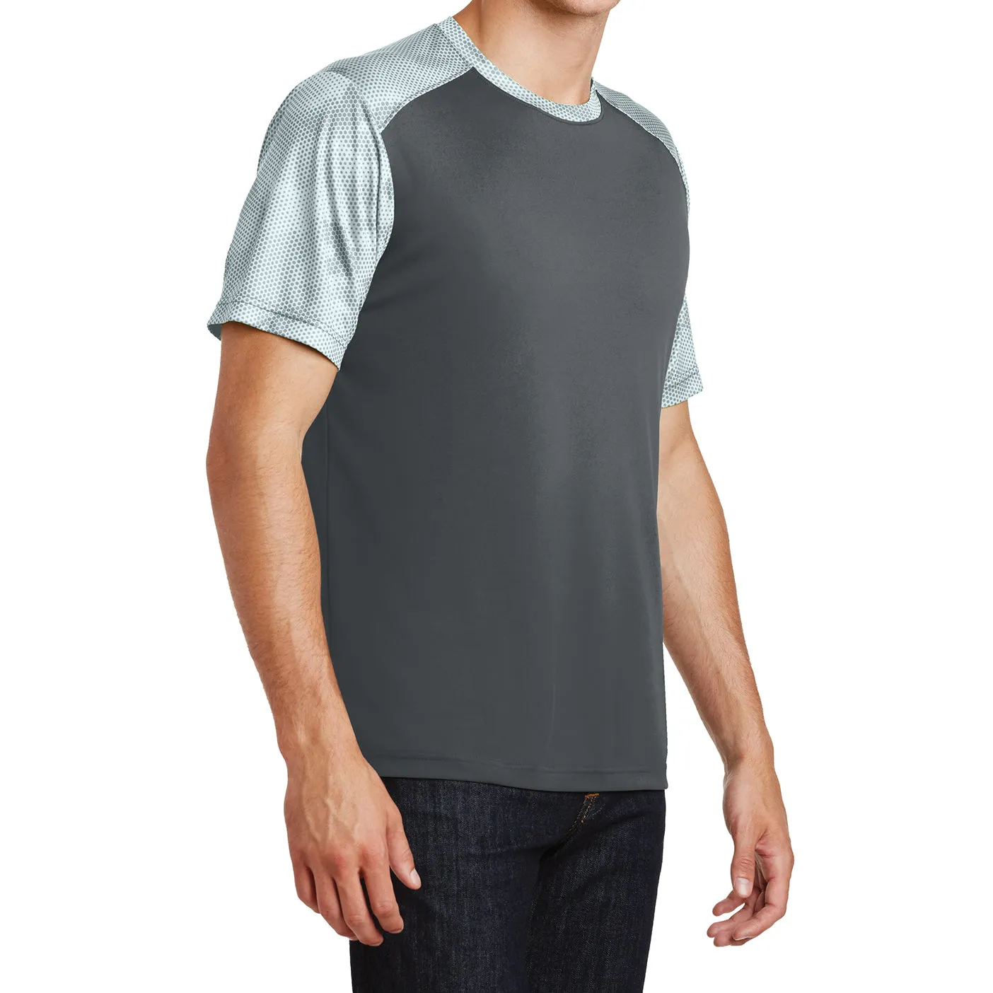 Men's Camo Hex Colorblock moisture Wicking Athletic Training Running Short Sleeve T Shirt for Men