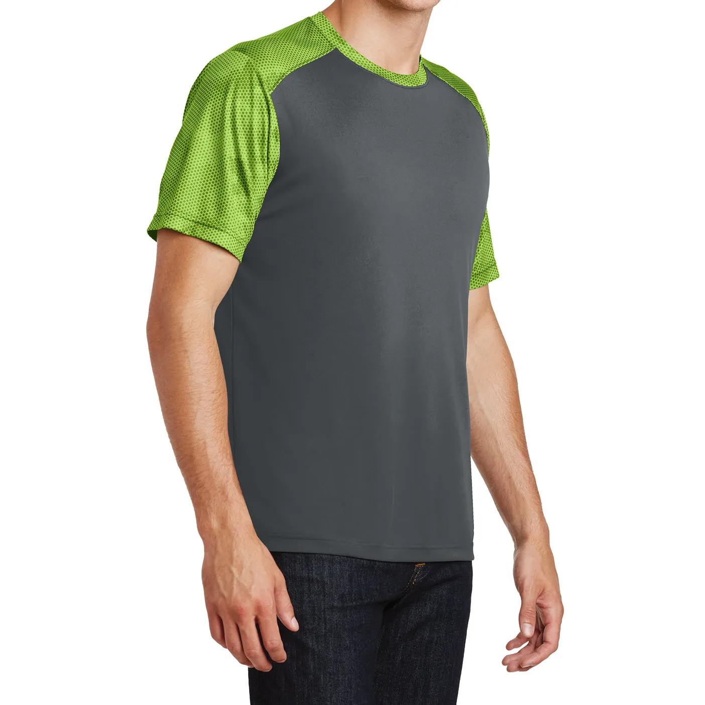 Men's Camo Hex Colorblock moisture Wicking Athletic Training Running Short Sleeve T Shirt for Men