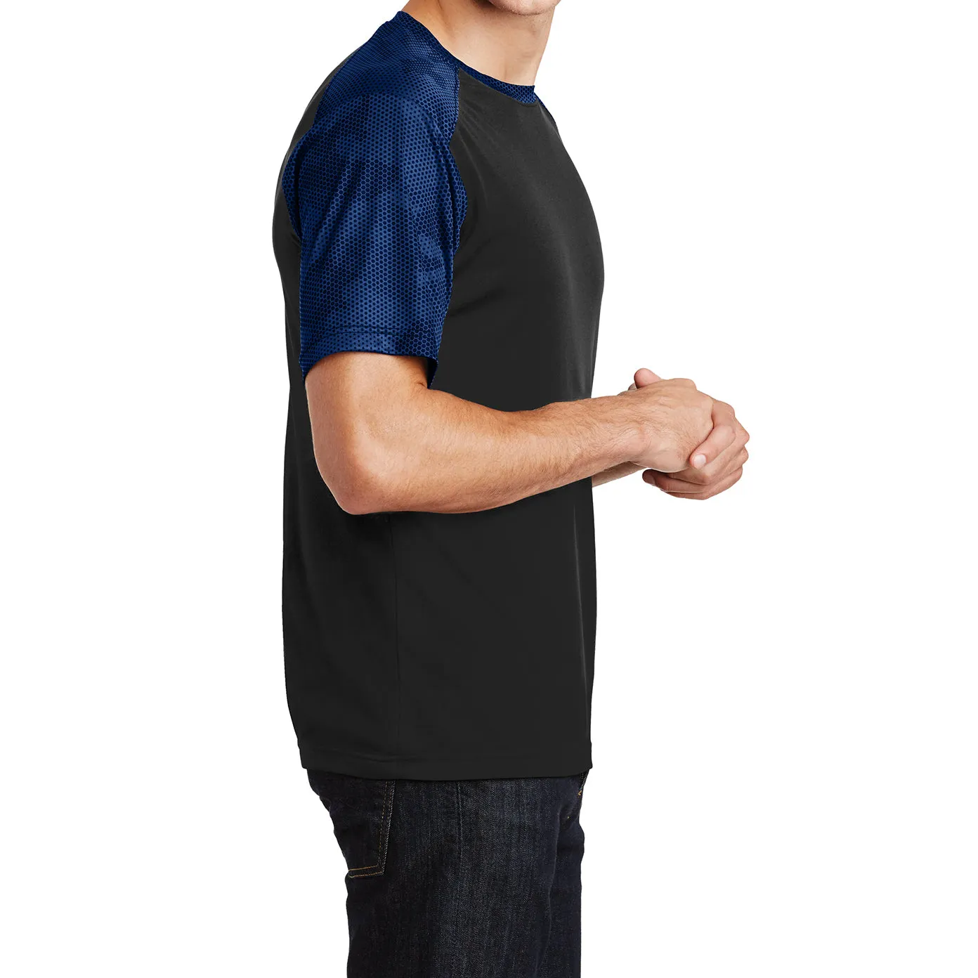 Men's Camo Hex Colorblock moisture Wicking Athletic Training Running Short Sleeve T Shirt for Men