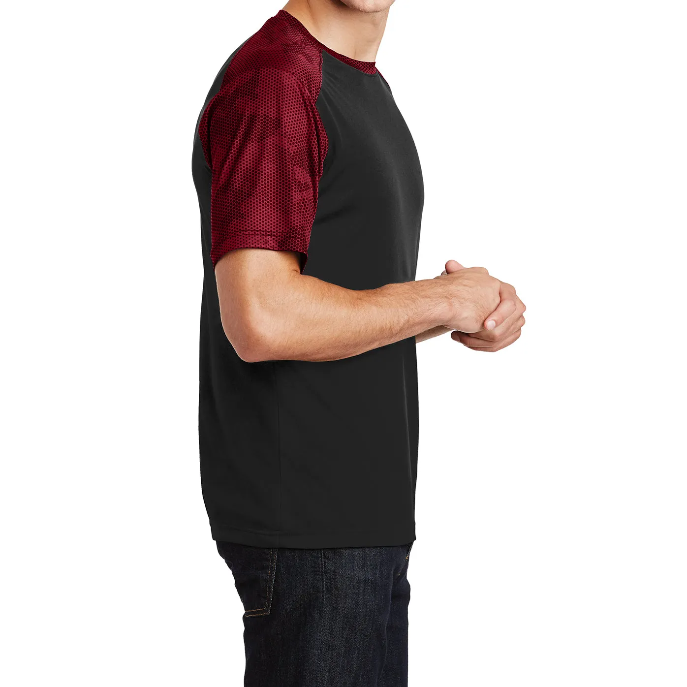 Men's Camo Hex Colorblock moisture Wicking Athletic Training Running Short Sleeve T Shirt for Men