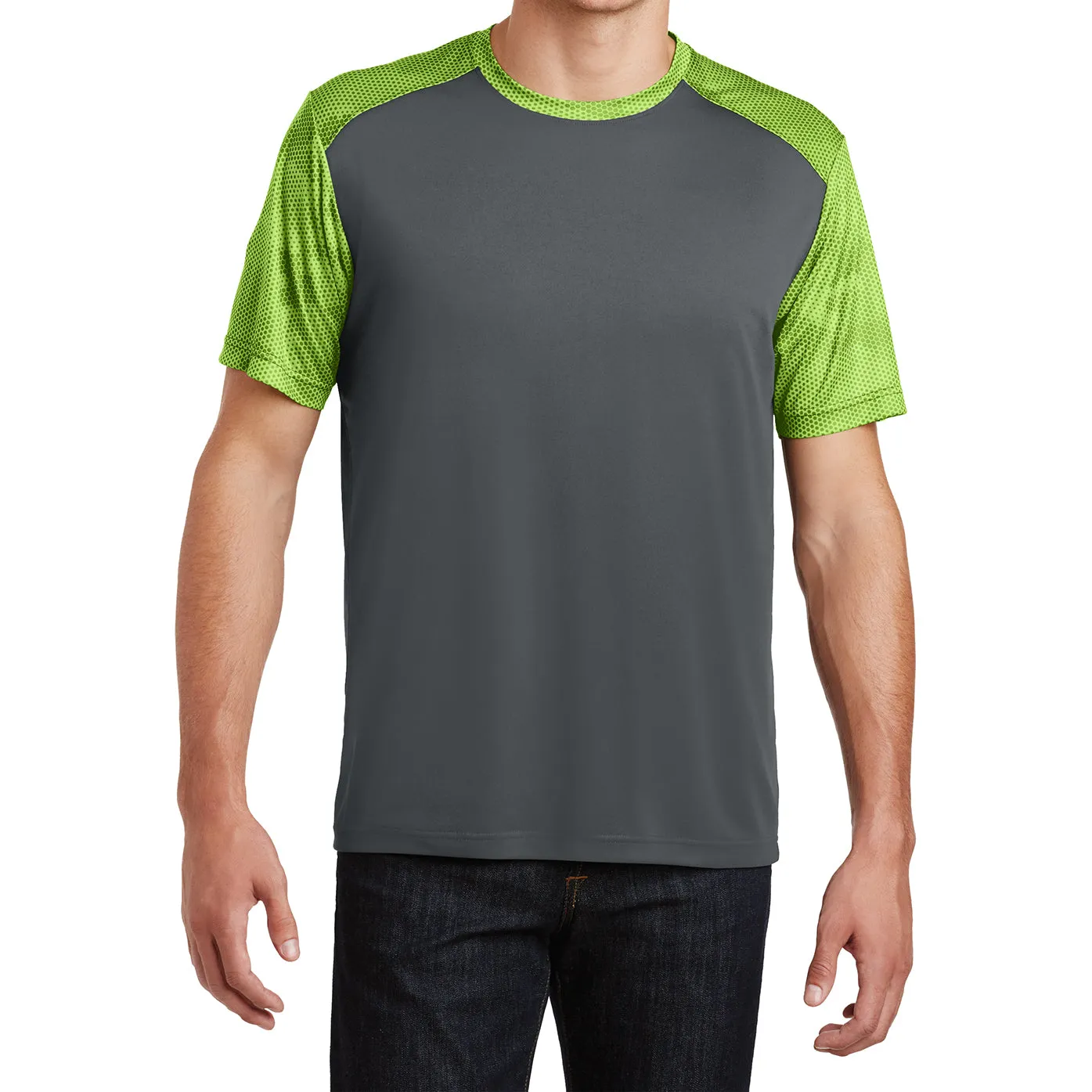 Men's Camo Hex Colorblock moisture Wicking Athletic Training Running Short Sleeve T Shirt for Men