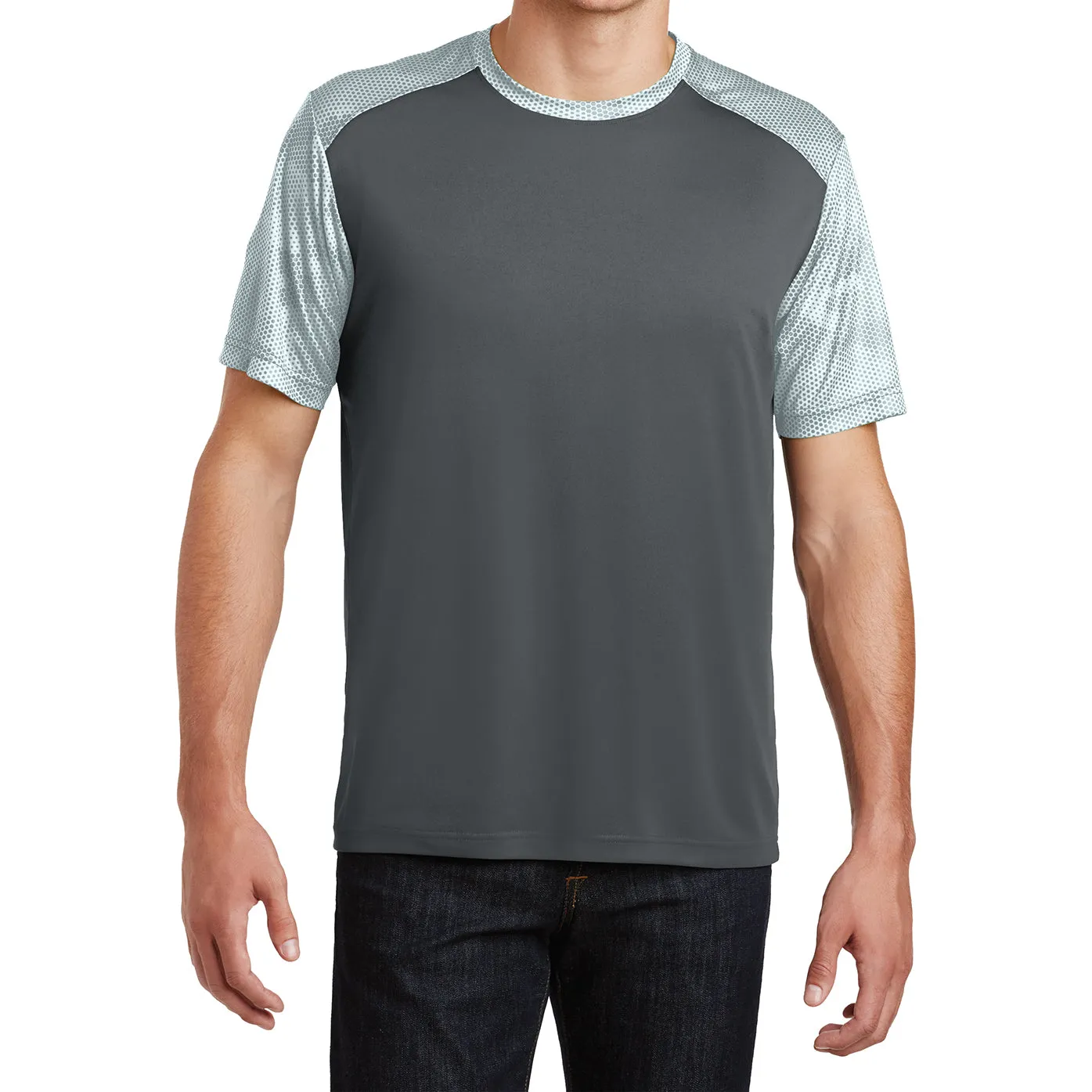 Men's Camo Hex Colorblock moisture Wicking Athletic Training Running Short Sleeve T Shirt for Men