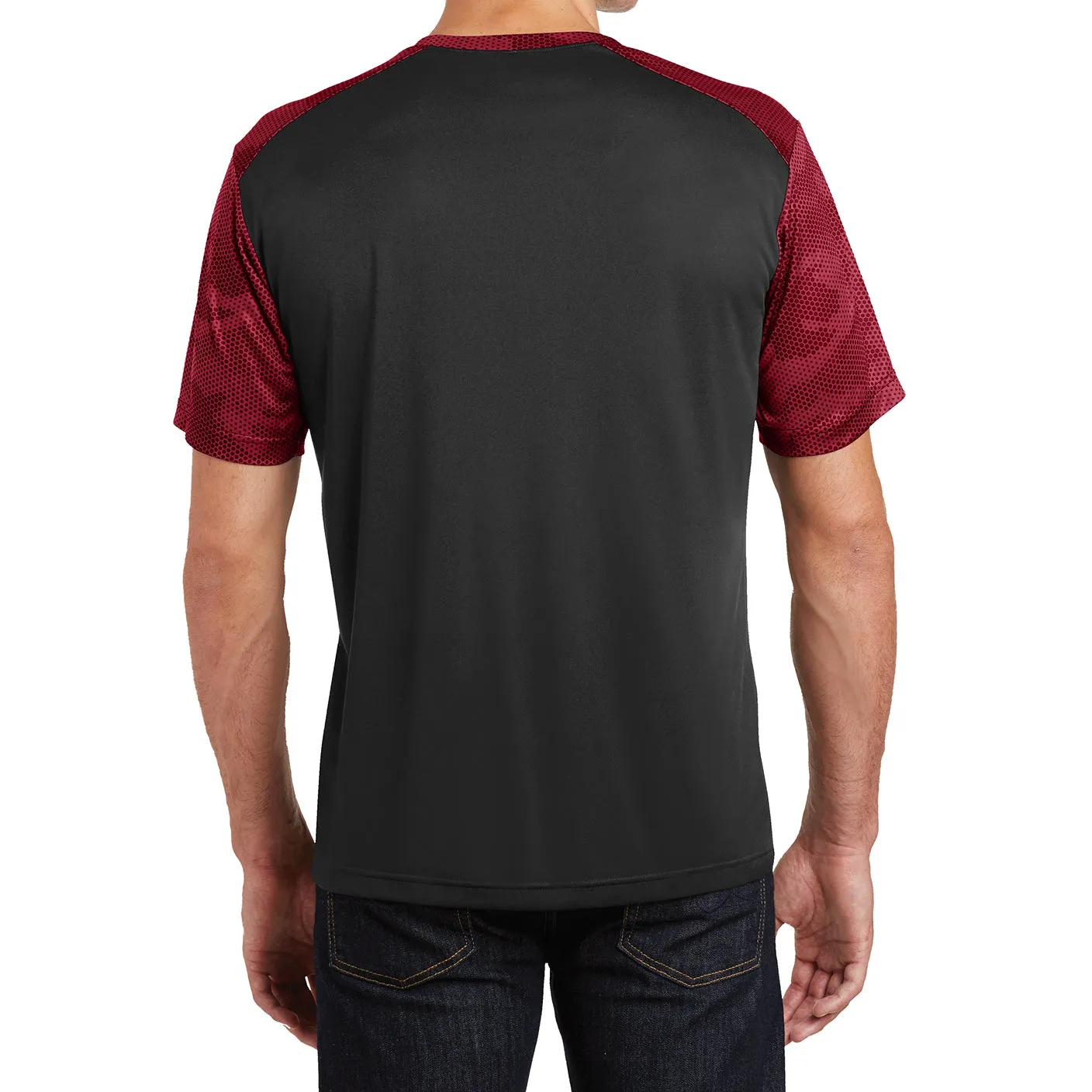 Men's Camo Hex Colorblock moisture Wicking Athletic Training Running Short Sleeve T Shirt for Men