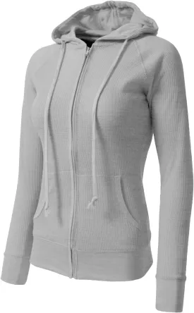 NE PEOPLE Women Basic Casual Comfy Lightweight Thermal Waffle Hoodie