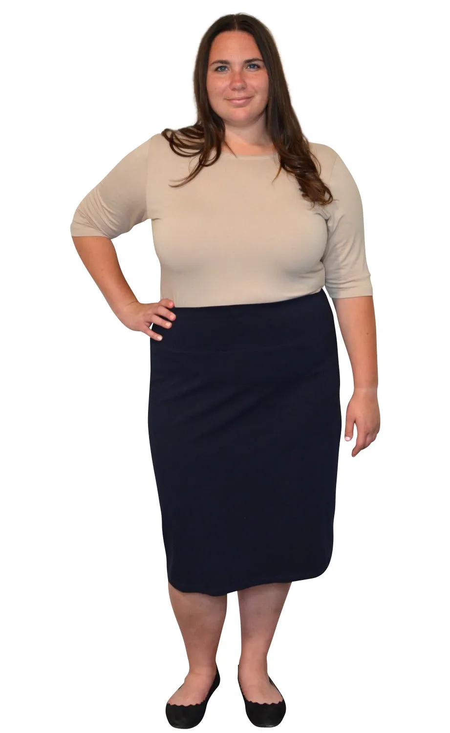 Plus Pencil Skirt in Cotton Style 1434