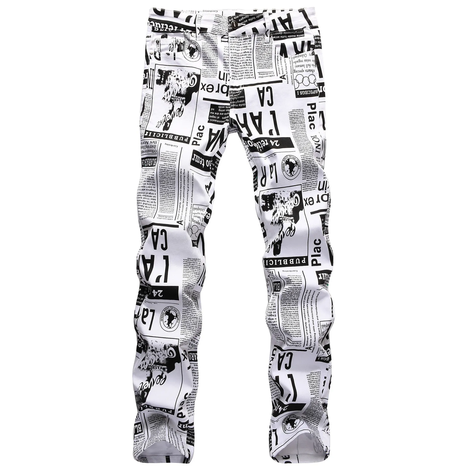 "Streets is Talking"-  Men's blk and wht graphic print jeans
