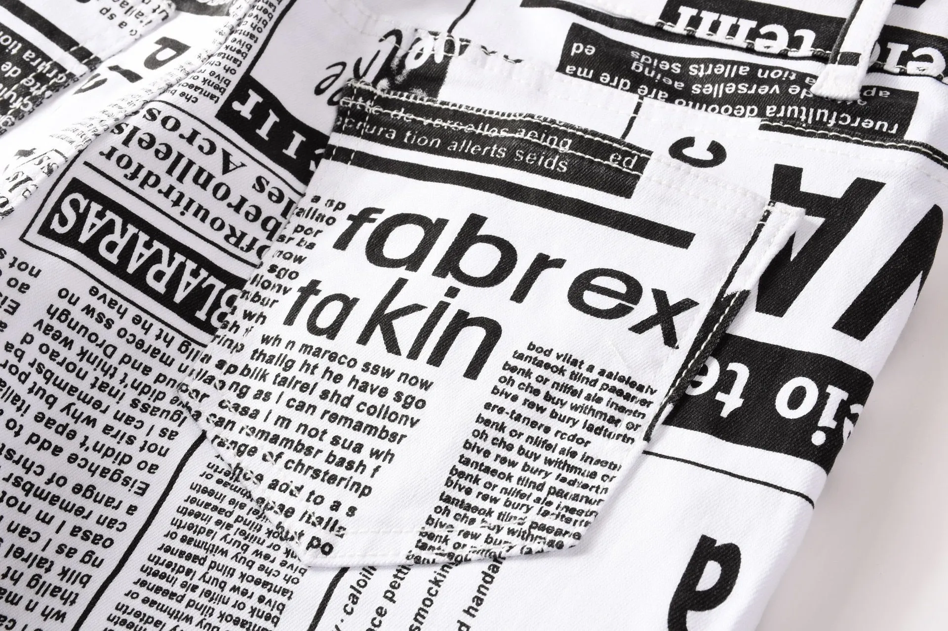 "Streets is Talking"-  Men's blk and wht graphic print jeans