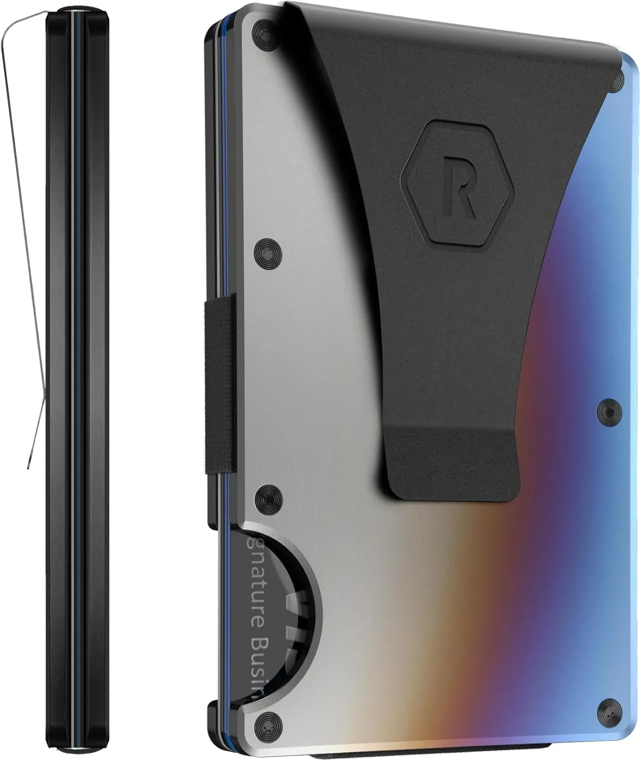 The Ridge Wallet for Men - Slim Minimalist Compact Wallet and Card Holder, RFID Protected Front Pocket Wallets with Integrated Money Clip (Burnt Titanium)