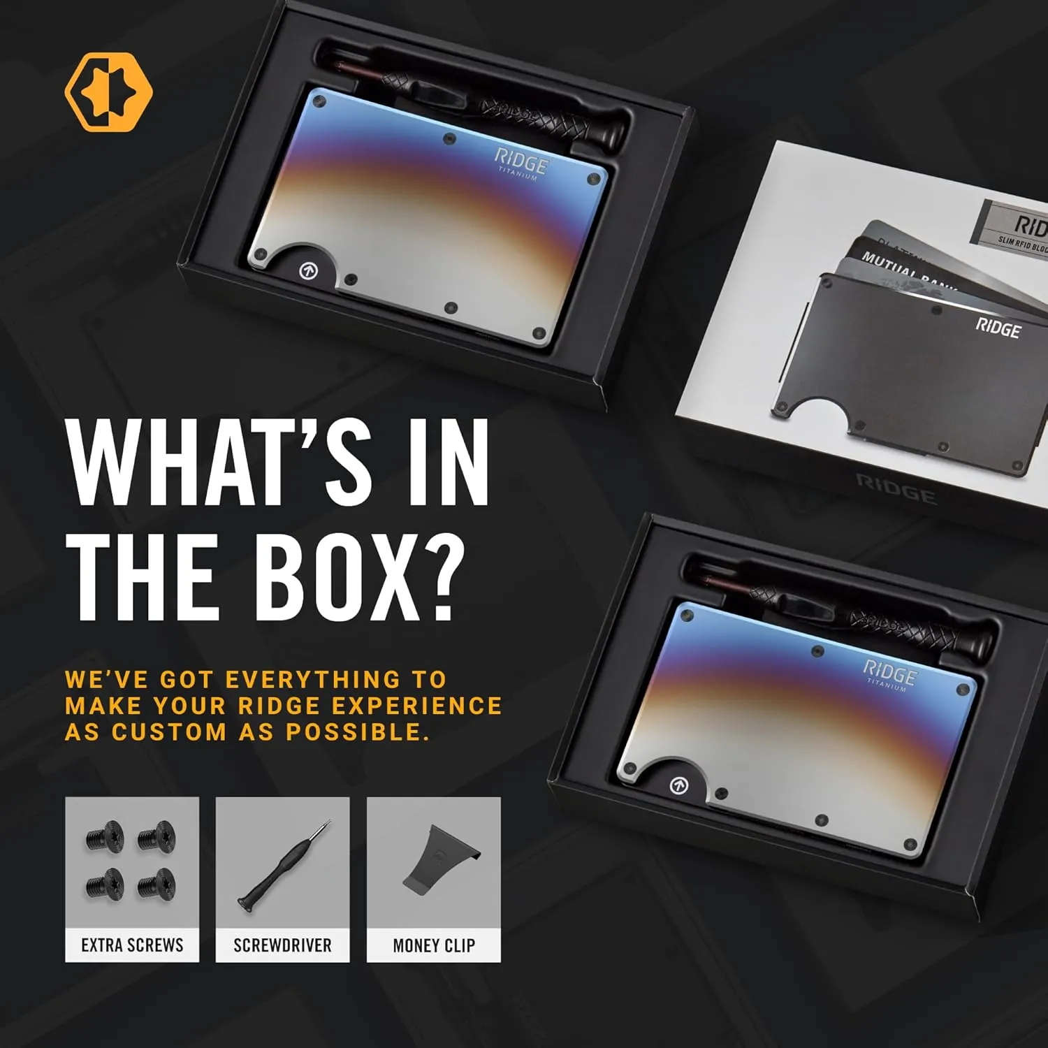 The Ridge Wallet for Men - Slim Minimalist Compact Wallet and Card Holder, RFID Protected Front Pocket Wallets with Integrated Money Clip (Burnt Titanium)