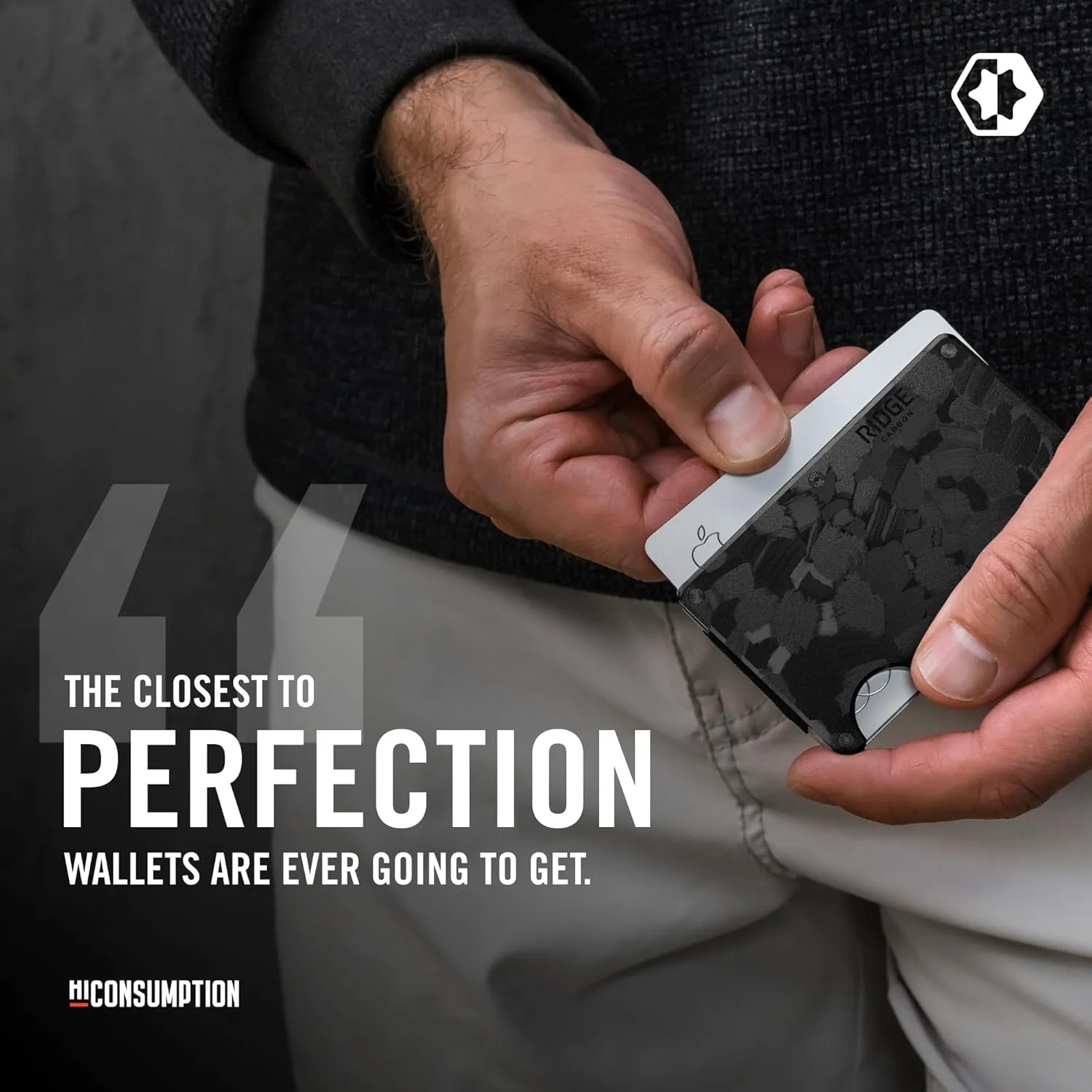 The Ridge Wallet for Men - Slim Minimalist Compact Wallet and Card Holder, RFID Protected Front Pocket Wallets with Integrated Money Clip (Forged Carbon)