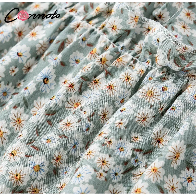VenusFox Vintage Floral Print Ruffle Skirt