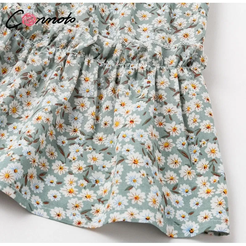 VenusFox Vintage Floral Print Ruffle Skirt